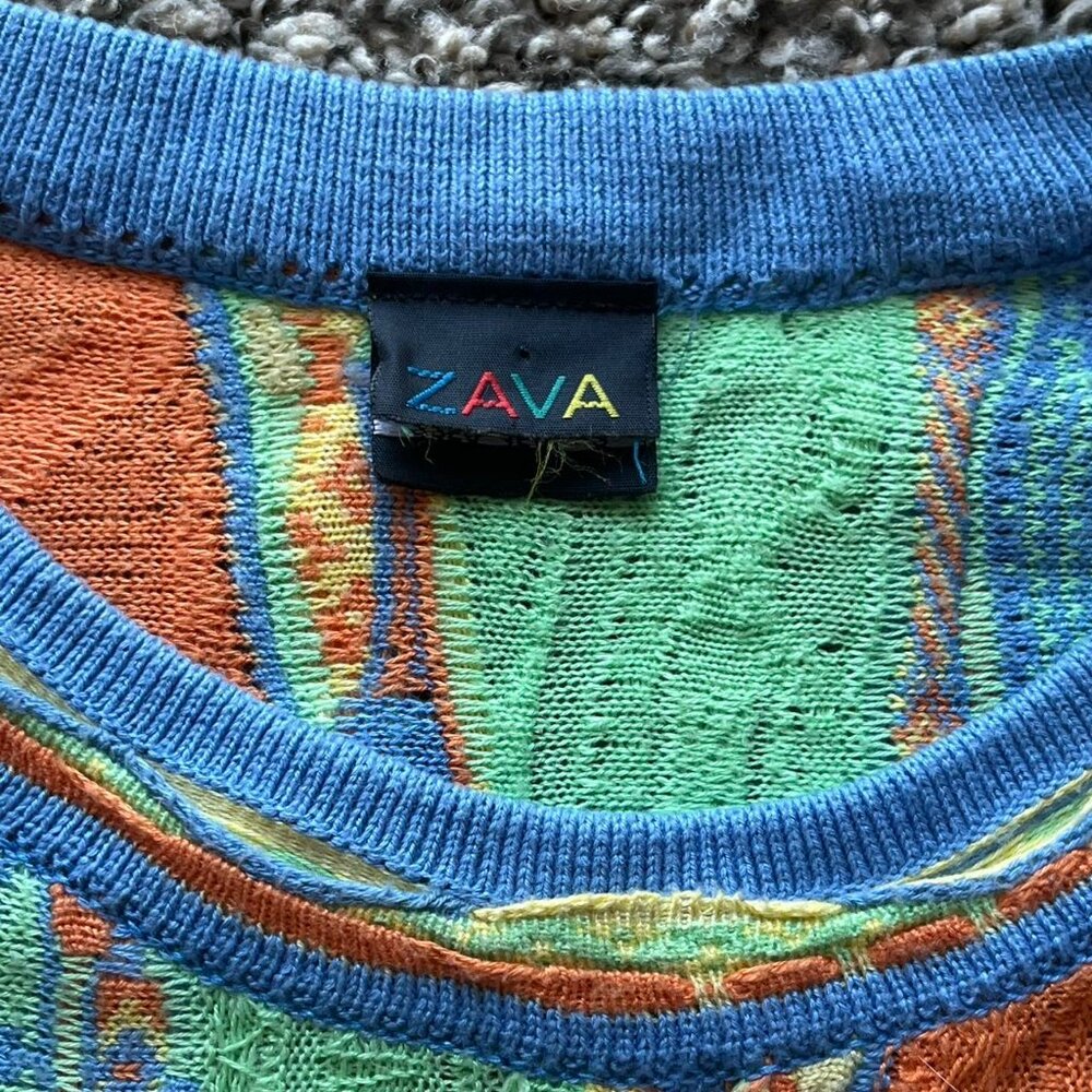 Zava Colorful Long Sleeve Top Womens Medium Boho Festival Coogi Retro Pullover - Picture 3 of 8